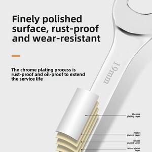 Système métrique <span class=keywords><strong>à</strong></span> <span class=keywords><strong>cliquet</strong></span> multiple en acier au carbone <span class=keywords><strong>à</strong></span> double finition chromée <span class=keywords><strong>à</strong></span> extrémité ouverte - Product Image 4