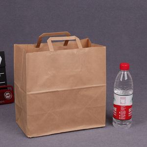 Bolsas de Papel Kraft Biodegradables Ecológicas Clásicas Impresas Personalizadas con Asas para Comida para Llevar/Almuerzo, Transporte de Alimentos para Restaurantes - Product Image 4