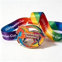 Médaille personnalisée de champion de club d'équitation, logo personnalisé, plaqué or, trophée sportif, pendentif pour cadeau de vainqueur