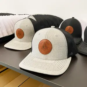 Chapéu de caminhoneiro Richardson 112 com remendo de tecido Gorras personalizado com logotipo boné esportivo com 5 painéis bordados de couro remendo de caminhoneiro