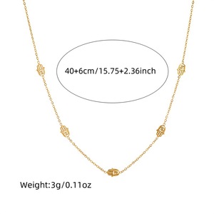 Gold Plated Stainless Steel Hamsa Hand Necklace Earrings <b>Bracelet</b> <b>Set</b> Unisex Jewelry Gift - Product Image 5