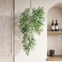 Plante Artificielle Suspendue en Gros d'Usine, 3 Branches, Feuilles de Cannelle Vertes, Fausses Feuilles Vertes pour Décoration de Mariage et de Maison