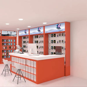 Vitrina Moderna de Lujo con Iluminación LED, Vidrio y Metal para Exhibición de Teléfonos Celulares, Tamaño/Color Personalizable para Diseño de Interiores de Tiendas de Celulares - Product Image 1