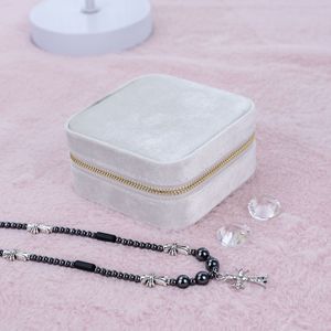 Hotsale Wholesale Premium Velvet Zipper Bote Bijoux Jewelry <b>Box</b> Rangement Bijoux <b>For</b> Independent Jewelry Brand Retail - Product Image 4
