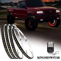Kingshowstar Kit de 4 modules d'éclairage LED blancs pour jantes, 15,5 et 17 pouces, 2 rangées, étanche IP68, en aluminium, 360W, pour véhicules tout-terrain, camions et SUV