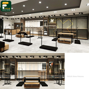 Meuble de présentation de vêtements de luxe, étagère murale, comptoir de caisse, éclairage, unité miroir - Product Image 6