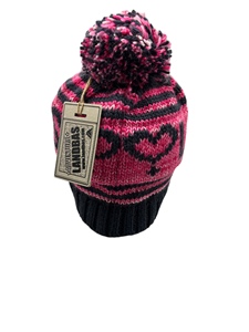 Bonnet d'hiver en tricot fonctionnel de qualité supérieure, motif jacquard rayé, 100% acrylique, avec patch en cuir et silicone pour adultes - Product Image 4