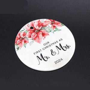 Ciondoli in Ceramica Personalizzabili Bianchi per Sublimazione <span class=keywords><strong>Mr</strong></span>&mrs, Decorazioni Natalizie Rotonde a Cuore per Feste - Product Image 1