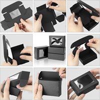 Scatole di Carta Kraft Nera per Sapone, Piccole Scatole Regalo con Finestra per Confezionamento di Sapone Fatto in Casa, Caramelle, Prodotti da Forno, Biscotti, Feste