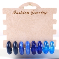 Boucles d'Oreilles Cercle en Acrylique de Super Qualité 4 Paires/Ensemble, Mode Résine Agate Transparente CC, Breloques Ambre Vert Herbe Marine pour Femmes
