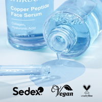 Sérum Visage au Collagène et Peptides de Cuivre Bleu GHK-Cu Végétalien Bio, Réducteur de Pores, Anti-Rides, Éclaircissant, Vente en Gros, OEM ODM