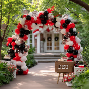 Kit de ballons en latex brillant rouge, noir et blanc, 60 pièces, 12 pouces, décorations de fête avec confettis pour anniversaire, remise de diplôme, <span class=keywords><strong>Stranger</strong></span> <span class=keywords><strong>Things</strong></span> - Product Image 1