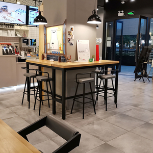 OEM Custom Restaurant Cafe Counter Furniture Wooden <b>Bar</b> Stool and <b>Table</b> - Product Image 2