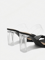 Sandales d'été légères à bout ouvert pour femmes, à talon épais, plateforme transparente en plastique, fermeture à bouton