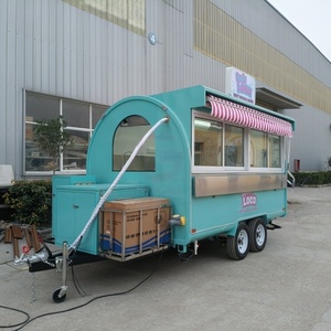 Chariot alimentaire mobile rond personnalisé à pousser à la main avec congélateur de présentation pour la vente de pizzas, de pop-corn et de glaces - Product Image 2