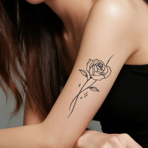 Tatuaje Temporal Simple de Rosa, Tatuaje Semipermanente Impermeable, Dura 2 Semanas, Tatuaje Herbal Realista <span class=keywords><strong>para</strong></span> Brazo y Cuerpo - Product Image 4