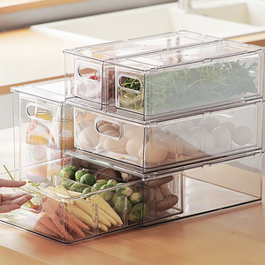 Single Square Plastic Pull-Out <strong>Fridge</strong> Organizer with Freezer Bin Stackable Food <strong>Storage</strong> <strong>Box</strong> - Product Image 4
