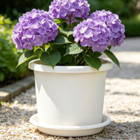 Pot de fleurs circulaire en plastique PP durable et léger avec trou de drainage, design minimaliste moderne, pour usage intérieur/extérieur, 34,74 L