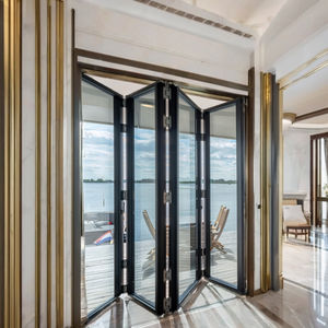 <span class=keywords><strong>Puerta</strong></span> plegable moderna resistente a huracanes para villas terrazas oficinas puertas de acordeón de vidrio templado de aleación de aluminio (uso interior) - Product Image 5