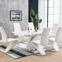 Ensemble de meubles 9 pièces, Table de luxe moderne, avec 6 chaises, salle à manger