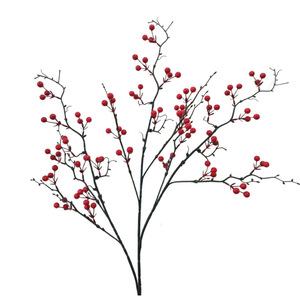 Branches artificielles de baies rouges Kch, 6 fourches, en plastique souple, décoration d'intérieur, accessoires pour le Nouvel An et les mariages - Product Image 5
