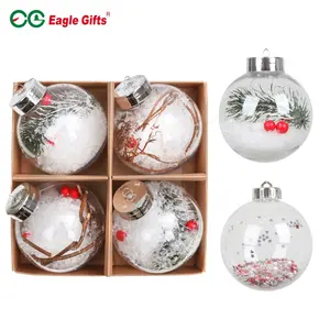 Adelaarsgeschenken 2024 6Cm 70Mm Shatterproof Invulbaar Verzilverd Wit Kerstbal Ornamenten Set