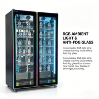 Réfrigérateur vertical vitré à LED à économie d'énergie pour boissons, idéal pour supermarchés et bars