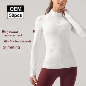 Women's Full Zip Yoga Jacket Slim Fit Stand Collar Thumbhole Long Sleeve Athletic Running Outerwear