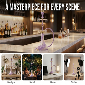 Juego de cachimba de mármol púrpura de lujo, moderno, de acero inoxidable dorado, shisha, narguile, pipa de agua para fumar, para bar, salón, fiesta, regalo. - Product Image 6