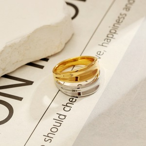 Stainless Steel <b>Ring</b> 18k Gold Plated Two Tone Titanium Steel Wedding Band Unisex Fashion Jewelry YR23 - Product Image 1