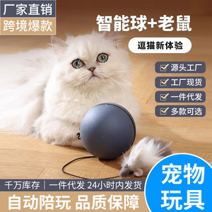 Balle de jeu automatique pour chat avec souris roulante pour jeu interactif, jouet pour animaux de compagnie, matériau ABS, gris foncé, bleu, orange - Product Image 5