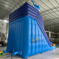 Toboggan gonflable pour enfants sur le thème de la mer avec piscine combinée
