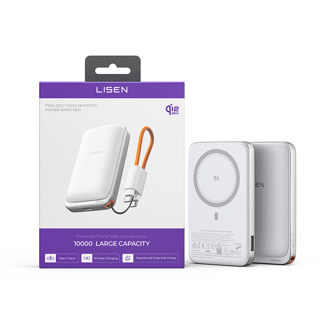 LISEN Qi2.2 25W Magnetic Power Bank Wireless Portable Charger 10000mAh Fast Charging External Battery for iPhone 16 17 Pro Max