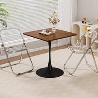 Ensemble de tables basses modernes en MDF avec pieds en métal et 2 chaises ; Facile à nettoyer, écologique, mobilier de salon pour appartement