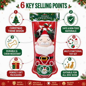 PAIPET Set de Regalo de Juguetes Navideños para Perros, Peluche de <span class=keywords><strong>Santa</strong></span> con Juguete de Cuerda y Pelota, Juguetes para Mascotas en Blíster, Venta al por Mayor para las Fiestas - Product Image 3