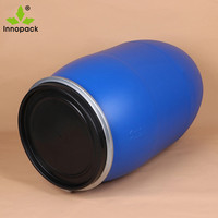 Tambour en plastique HDPE, capacité de 55 gallons, 200 Litre, avec couvercle à anneau de verrouillage, bleu