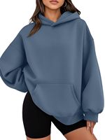 Sweat-shirt à capuche décontracté pour femme en polyester/coton tricoté respirant, style décontracté pour le printemps, l'automne et l'hiver, avec logo frontal et épaules tombantes