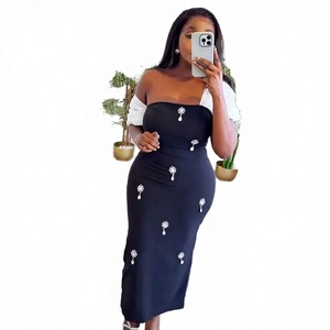 Robe de soirée mi-longue asymétrique à perles, sexy, simple et respirante, avec taille naturelle pour femme - Product Image 2