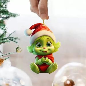 Adorno Transfronterizo de Acrílico Plano del Bebé <span class=keywords><strong>Grinch</strong></span> para Árbol de Navidad Colgante Decorativo Festivo - Product Image 4