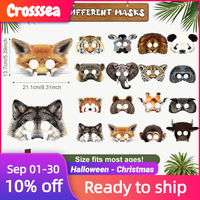 Masques de fête d'anniversaire pour enfants, masques en papier pour enfants, masques d'animaux de dessin animé pour la maternelle, masques d'Halloween