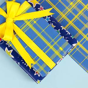High Quality Wholesale 80g 43*300cm Birthday Fluorescent <b>Blue</b> and Yellow Packaging <b>Paper</b> Gift Wrapping <b>Paper</b> - Product Image 6