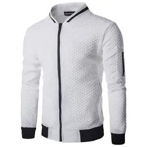 New fashion bomber jacket men Causal Zipper Long Sleeve White Filled Coat Warm Winter men's jackets