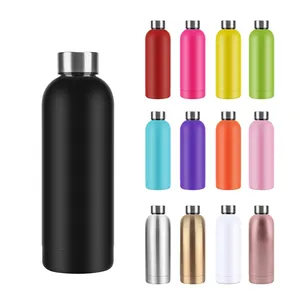 Colore personalizzato personalizzabile ecologico 500ml finitura nera opaca bella bottiglia d'acqua riciclata unica in acciaio inossidabile