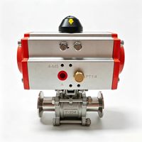 Vanne à boisseau sphérique sanitaire pneumatique de 1 pouce en acier inoxydable SS304/316L, raccord Tri-Clamp à souder pour l'industrie alimentaire, des boissons et pharmaceutique