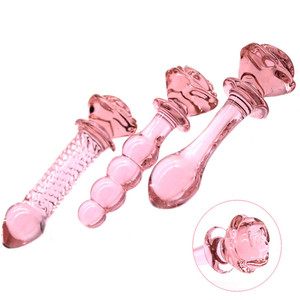 <strong>Pink</strong> Flower Beaded Glass Crystal Butt Vaginal Dildo Adult Sex Toys Rose Plug <strong>Anal</strong> for Women - Product Image 2