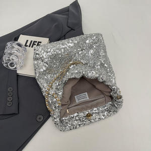 Bolso de Mano Tipo Cubo Plateado Brillante de Gran Capacidad, Bolso de Hombro de Lujo para Mujer - Product Image 4