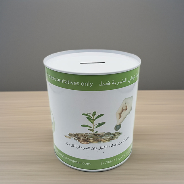 Custom Round Tinplate Metal Piggy Bank for Craft Recyclable Wholesale
