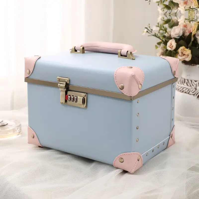 Trendy kozmetik durumda taşınabilir büyük kapasiteli saklama kutusu kore tarzı kozmetik çantası