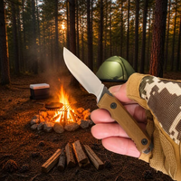 Couteau de chasse à lame fixe, acier inoxydable, manche G10, couteau portable pour le camping et la pêche, vente en gros OEM, personnalisable T0002