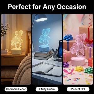 Lampe de chevet LED USB 3D <span class=keywords><strong>Illusion</strong></span> personnalisée pour enfants, lumière blanche chaude, décoration de chambre à coucher, cadeaux de Noël ronds - Product Image 2